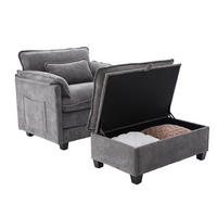 SOFASESSEL mit Hocker und Stauraum in Samt, 103 / 85 / 91 cm - Grau, Textil (85/91/103cm) - PARAFTA HOME
