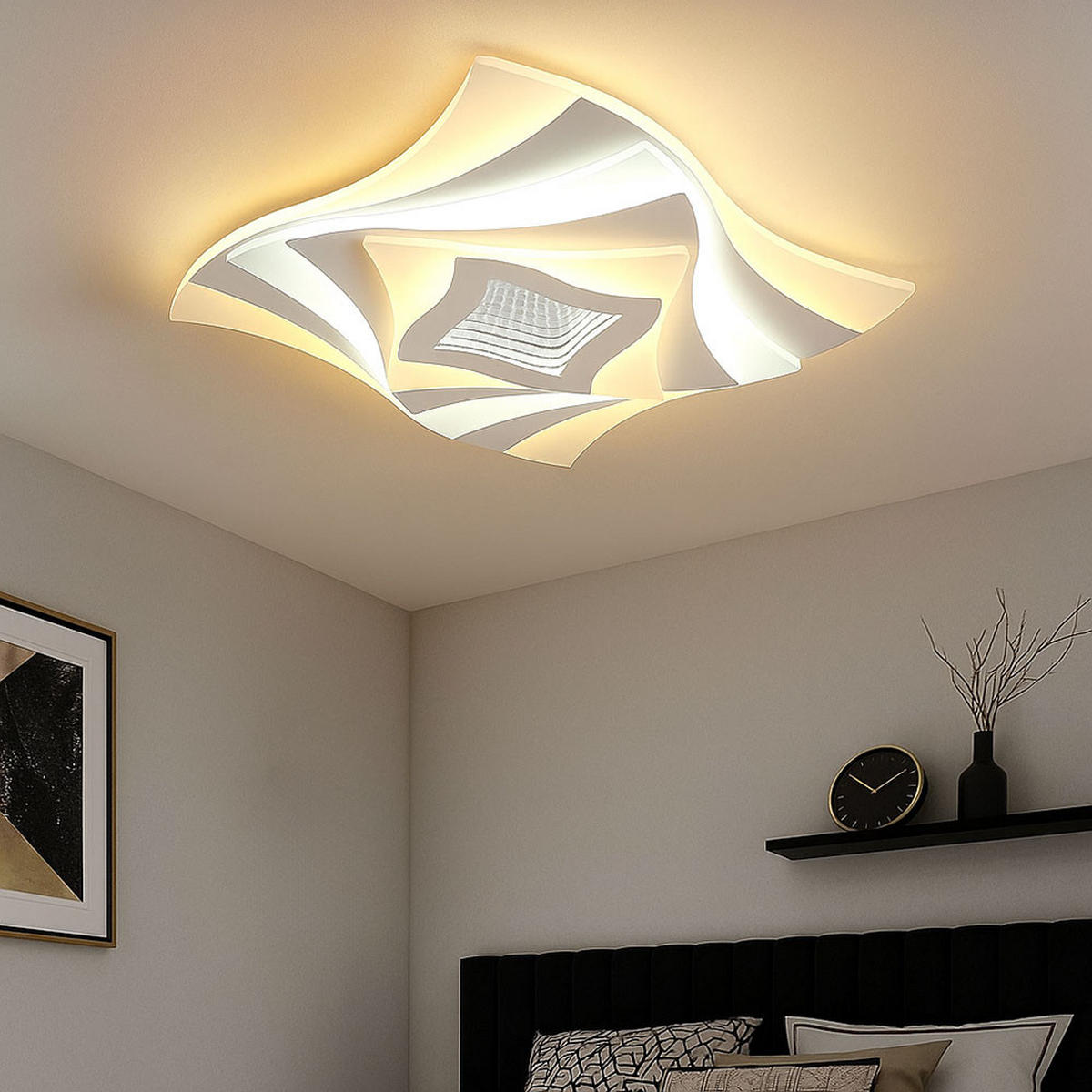 LED DECKENLEUCHTE Opal Weiß - Weiß, Metall (49.5/49.5/5.5cm)