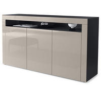 SIDEBOARD Valencia Sandgrau Hochglanz / Sandgrau Hochglanz - Sandfarben, Holzwerkstoff (155/92/40cm) - Vladon