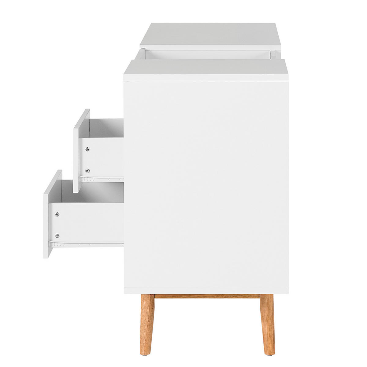 SIDEBOARD - Weiß - Eiche - 200/80/45 cm - Eichefarben/Weiß, Holzwerkstoff (200/80/45cm) - home24