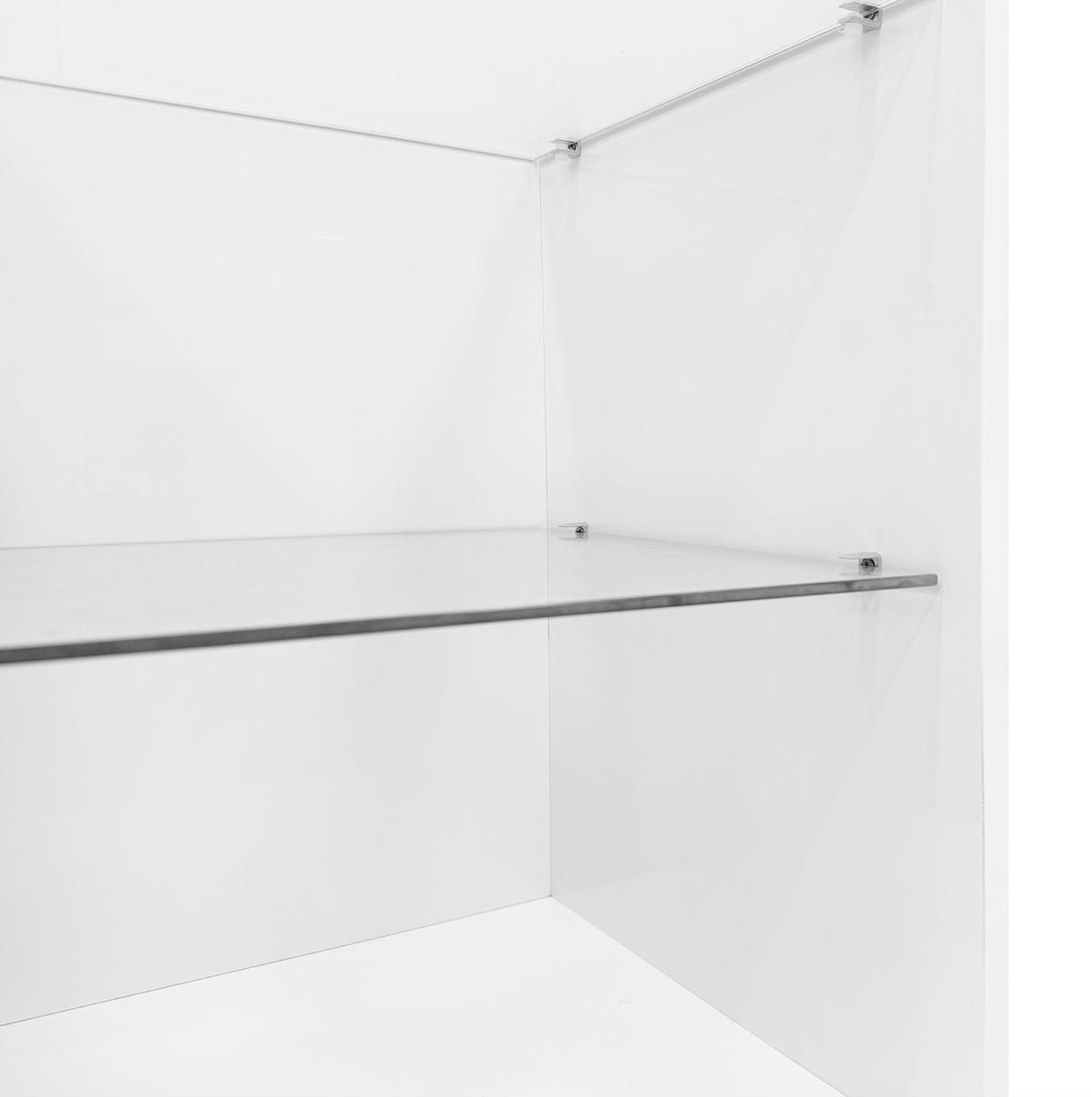 LOWBOARD TV-Kommode 180/38/48 cm aus Spanplatte mit Glasregalen und Stauraum Weiß/Natur - Weiß, Holzwerkstoff (180/48/38cm) - Modenvie