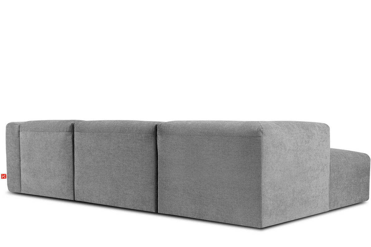 ECKMODULSOFA-LINKS BUFFO mit extrem weicher und bequemer Sitzfläche, Gewebestoff, hell aschfahl - Hellgrau, Textil (297/180cm) - KONSIMO®