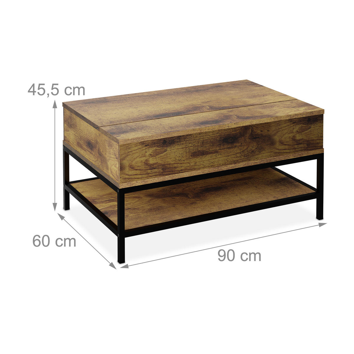 COUCHTISCH - Braun, Holzwerkstoff/Metall (90/86.5/58cm) - Relaxdays