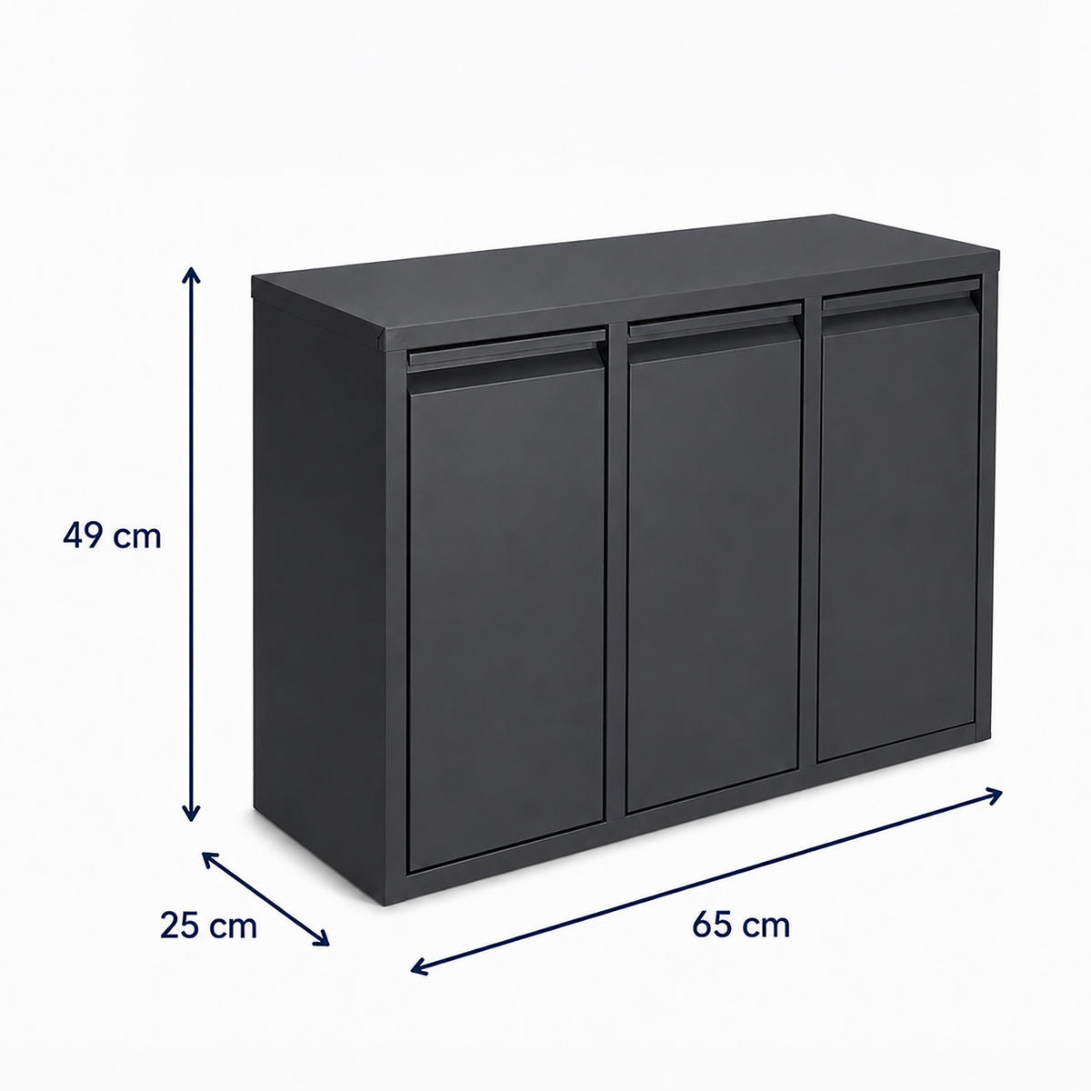 MÜLLEIMER Anthrazit 3-Fach kippbar 3x10 l - Anthrazit, Kunststoff/Metall (65/49/25cm) - Relaxdays