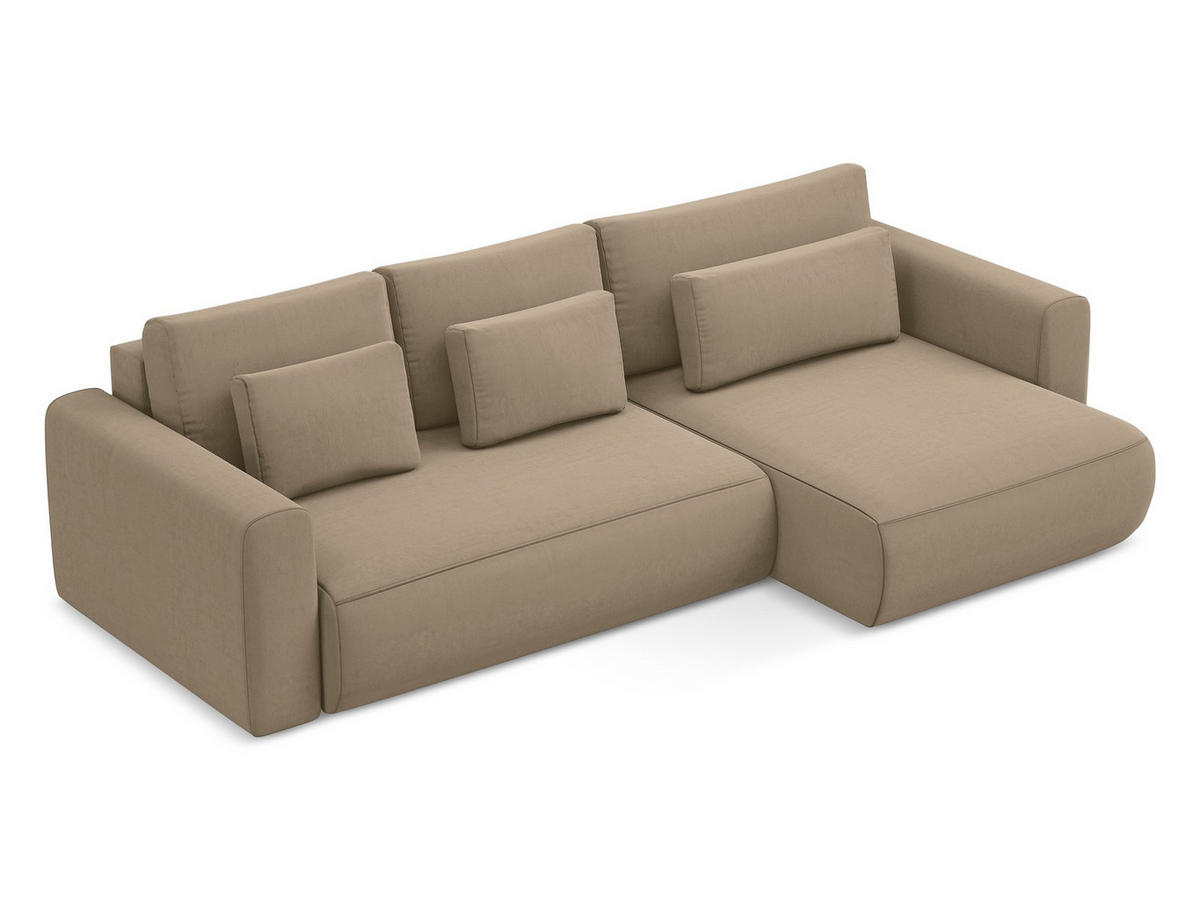 ECKSOFA mit Schlaffunktion Samt Stoff Rot - Bordeaux/Rot, Kunststoff/Textil (258/160cm) - Makamii