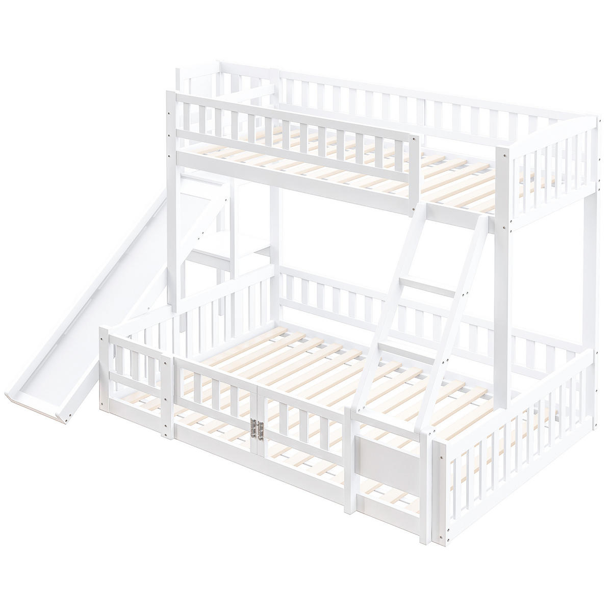 ETAGENBETT 90/200 cm und 140/200 cm mit Rutsche, Leiter und Regalen aus Kiefer und MDF, Weiß - Weiß, Holzwerkstoff (140/200cm) - Redom