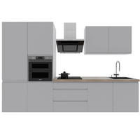KÜCHENLEERBLOCK 320 cm Aspen K57-M320 in Grau/Hochglanz - Grau, Holz (320/212/60cm)