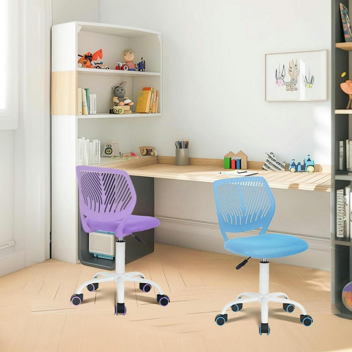 BÜROSTUHL 2er Set Stoff Blau und Lila - Multicolor, Textil (38.5/75/40cm)