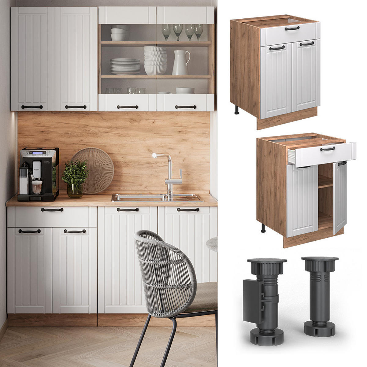 Honigeiche/Weiß, Holzwerkstoff (60/82/60cm) - Vicco