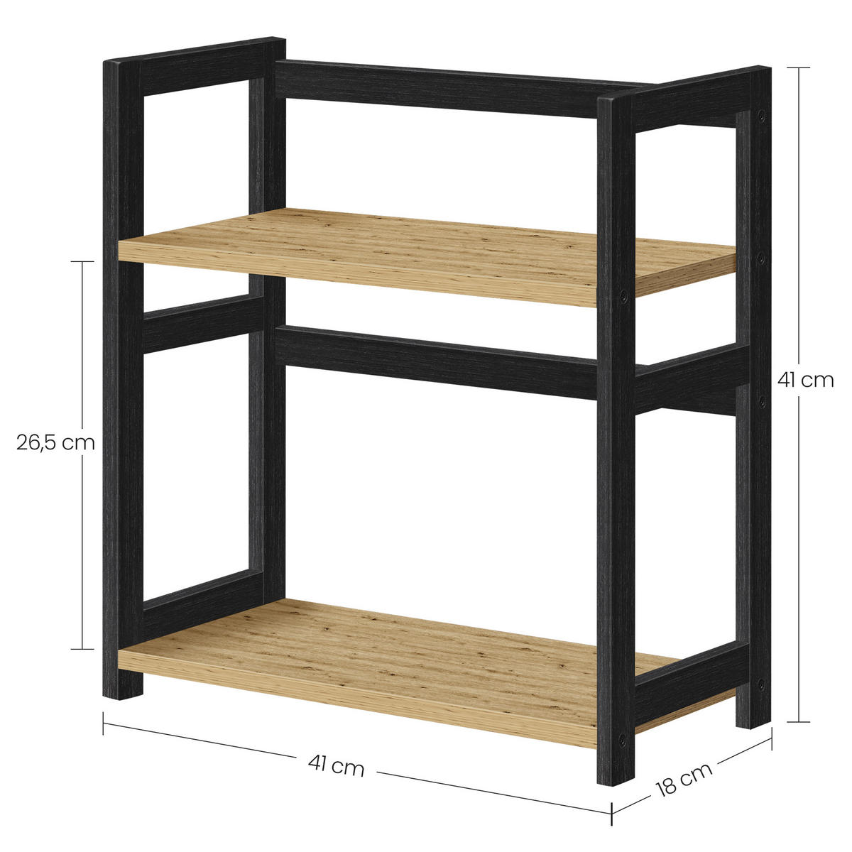 GEWÜRZREGAL Artisan Schwarz 41x18 cm OFS046B88 Zwei Ebenen - Schwarz, Holz (41/41/18cm)