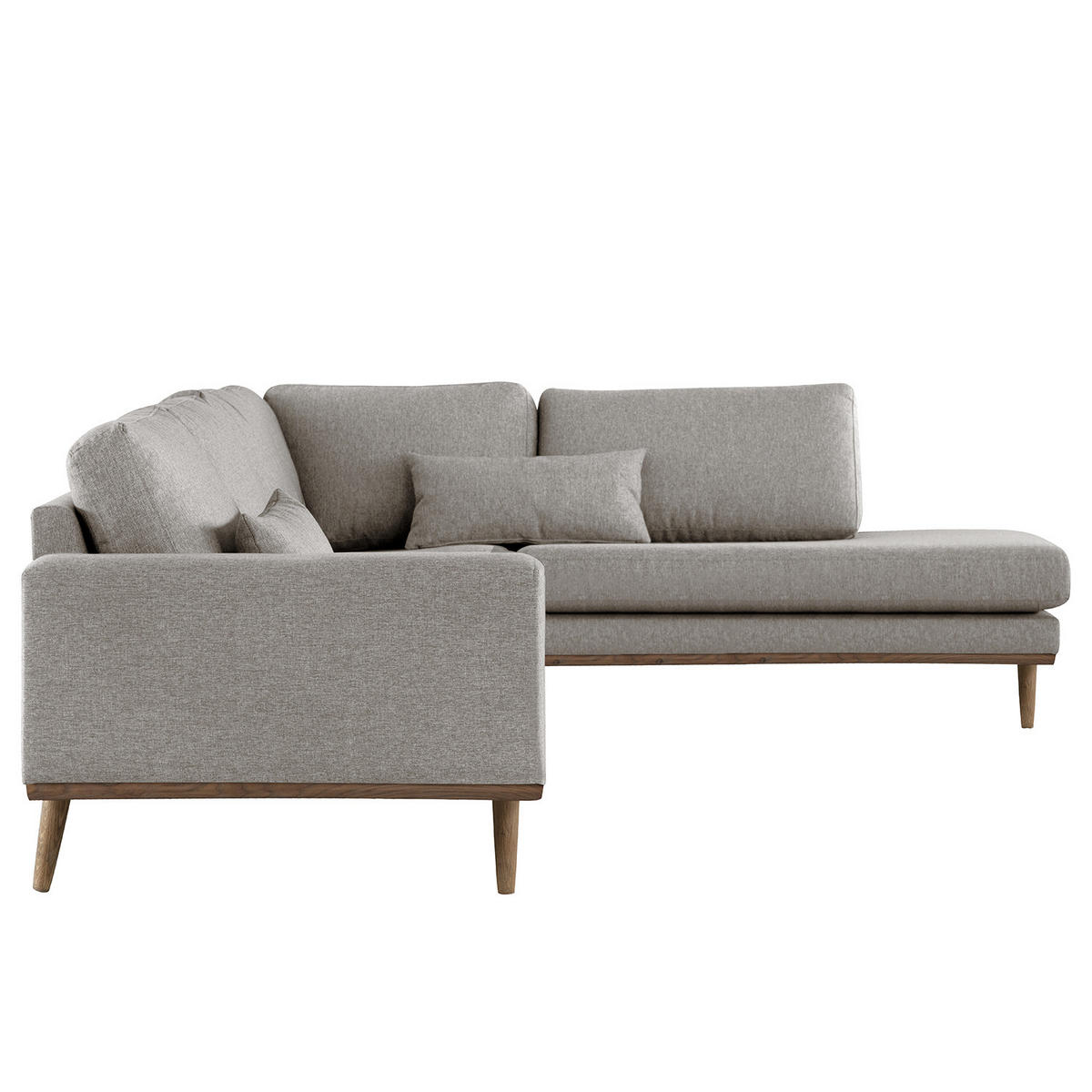ECKSOFA mit Ottomane - Eichefarben/Graubraun, Eichenholz/Textil (287/219cm) - home24