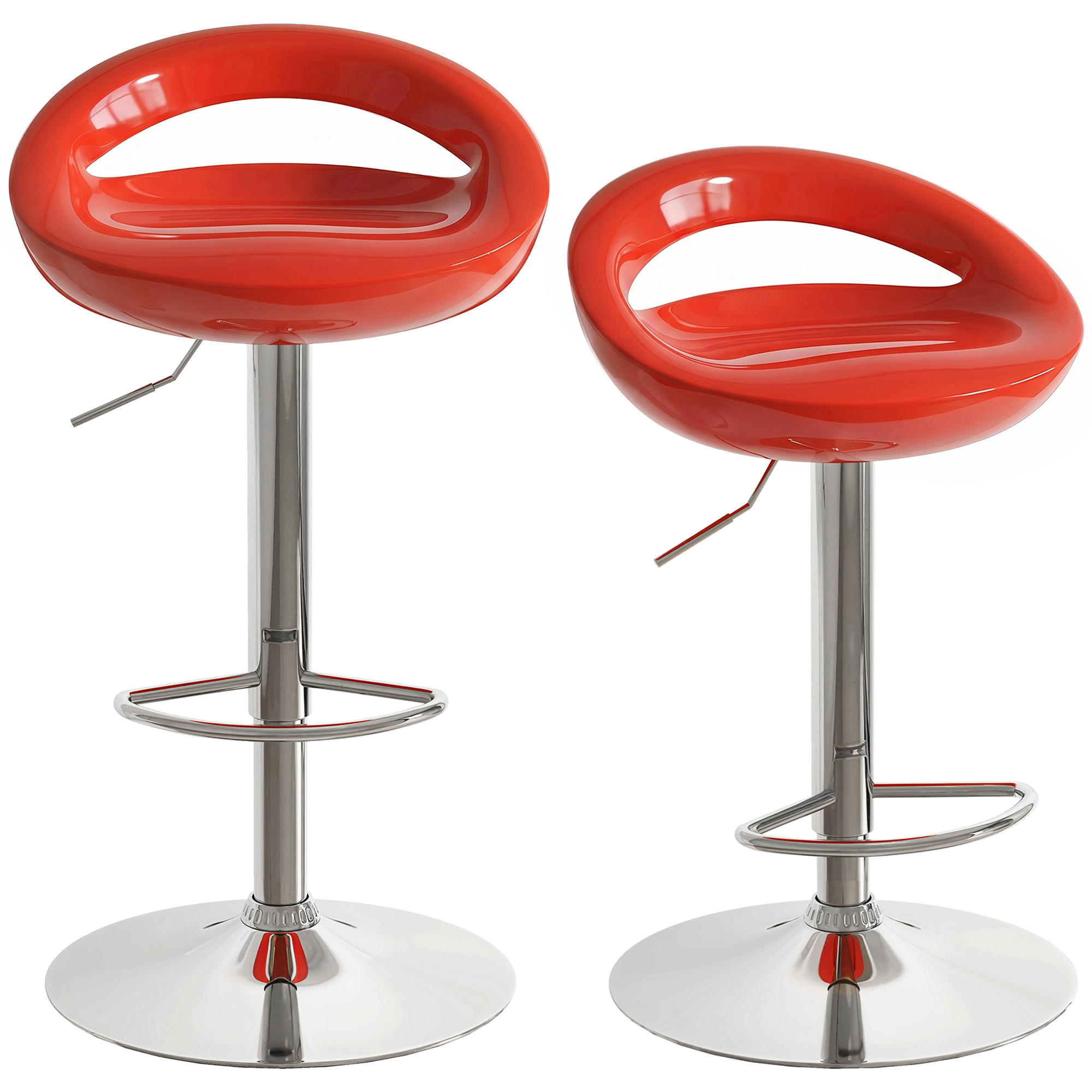 BARHOCKER 2er-Set DE-14781 höhenverstellbar mit Rückenlehne Rot - Rot, Metall (41/96/46cm) - ComfortXL
