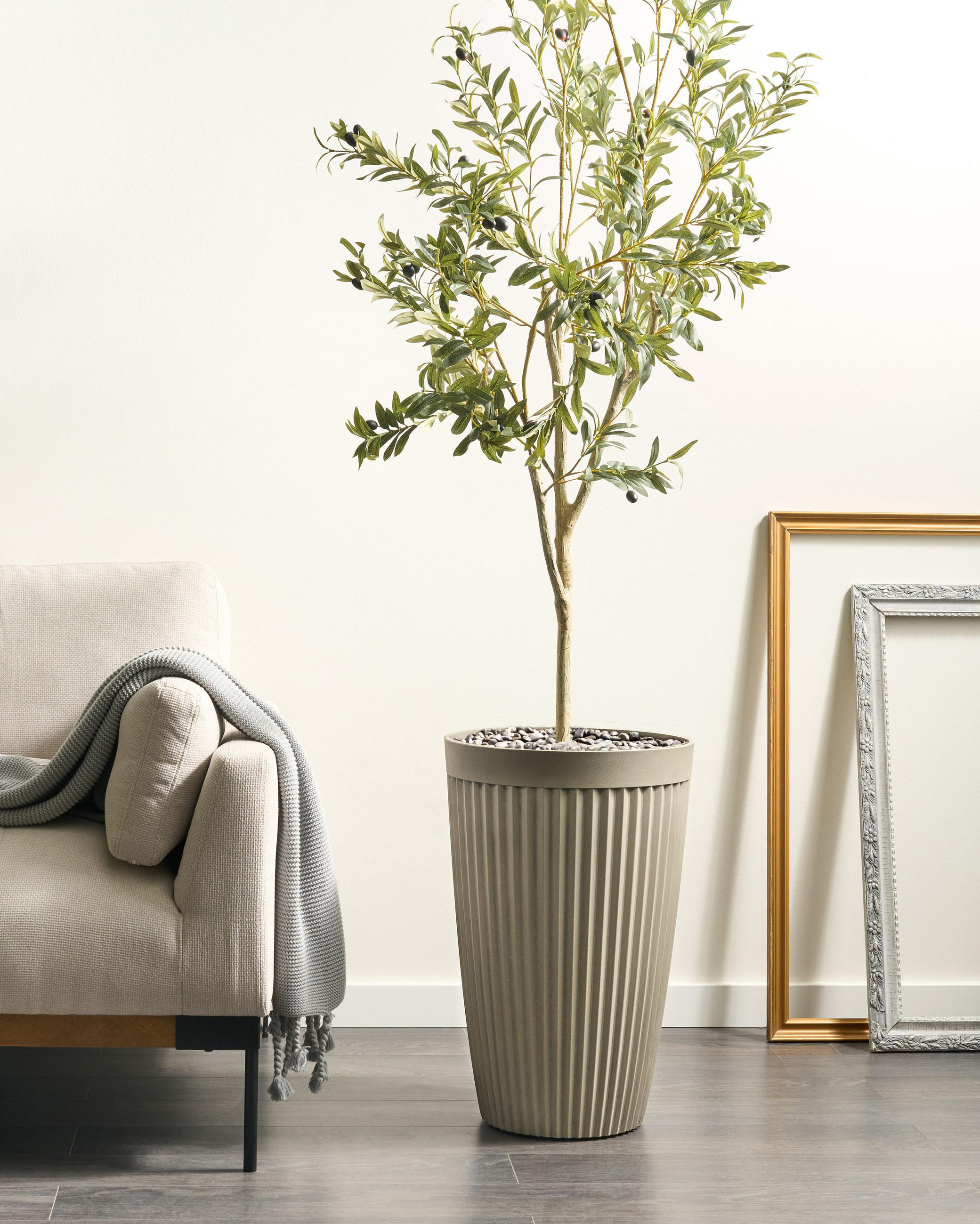 BLUMENTOPF Beige Kola - Beige, Kunststoff (60cm) - Beliani