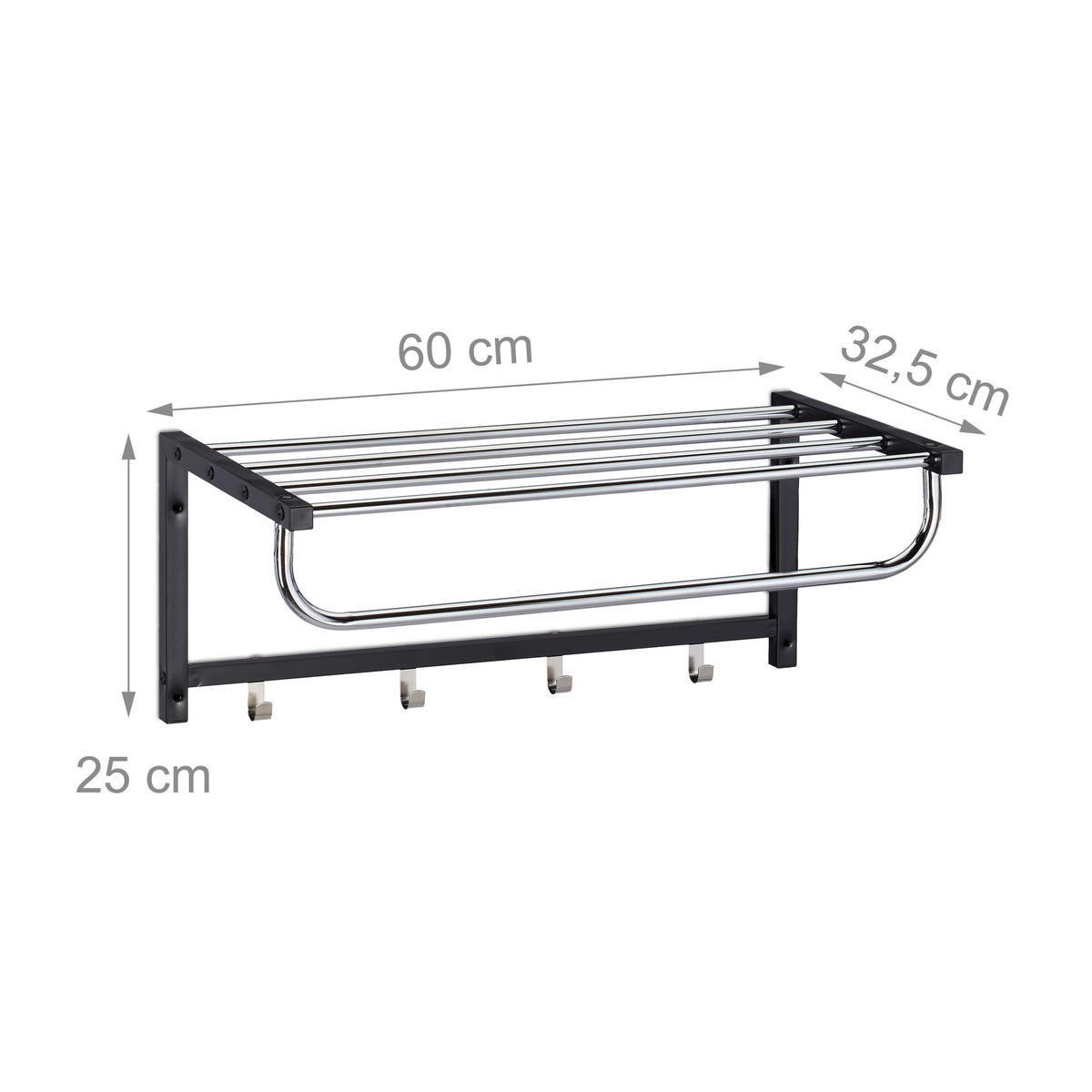 WANDGARDEROBE Ablage - Multicolor, Metall (60/25/32.5cm) - Relaxdays
