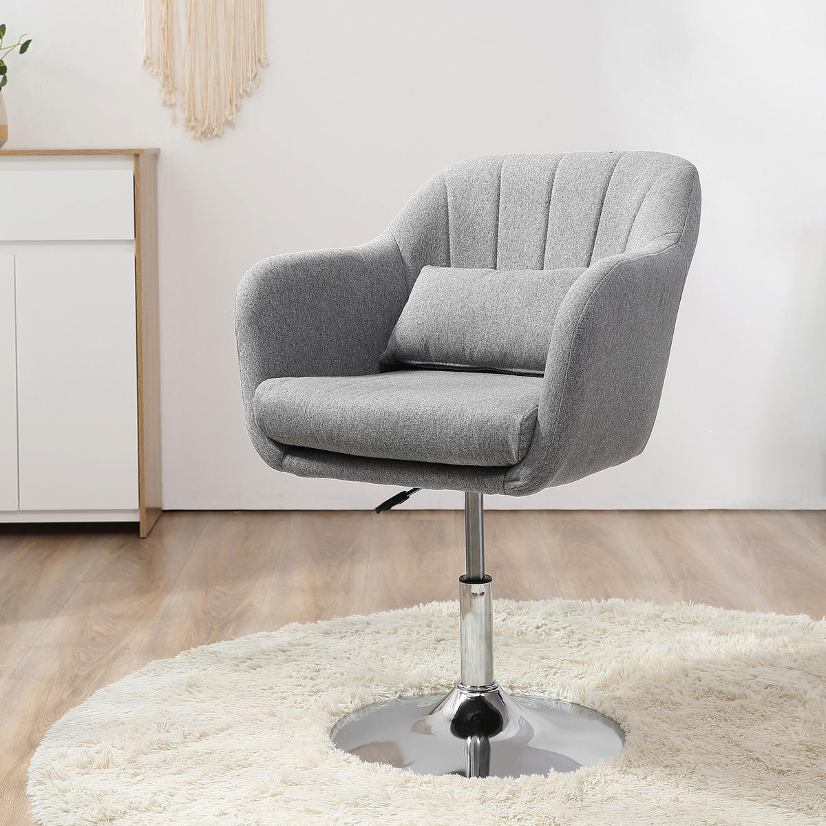 ARBEITSHOCKER Drehhocker Drehstuhl Bürostuhl höhenverstellbar Polyester Grau - Grau, Kunststoff (60/91/60cm) - HOMCOM