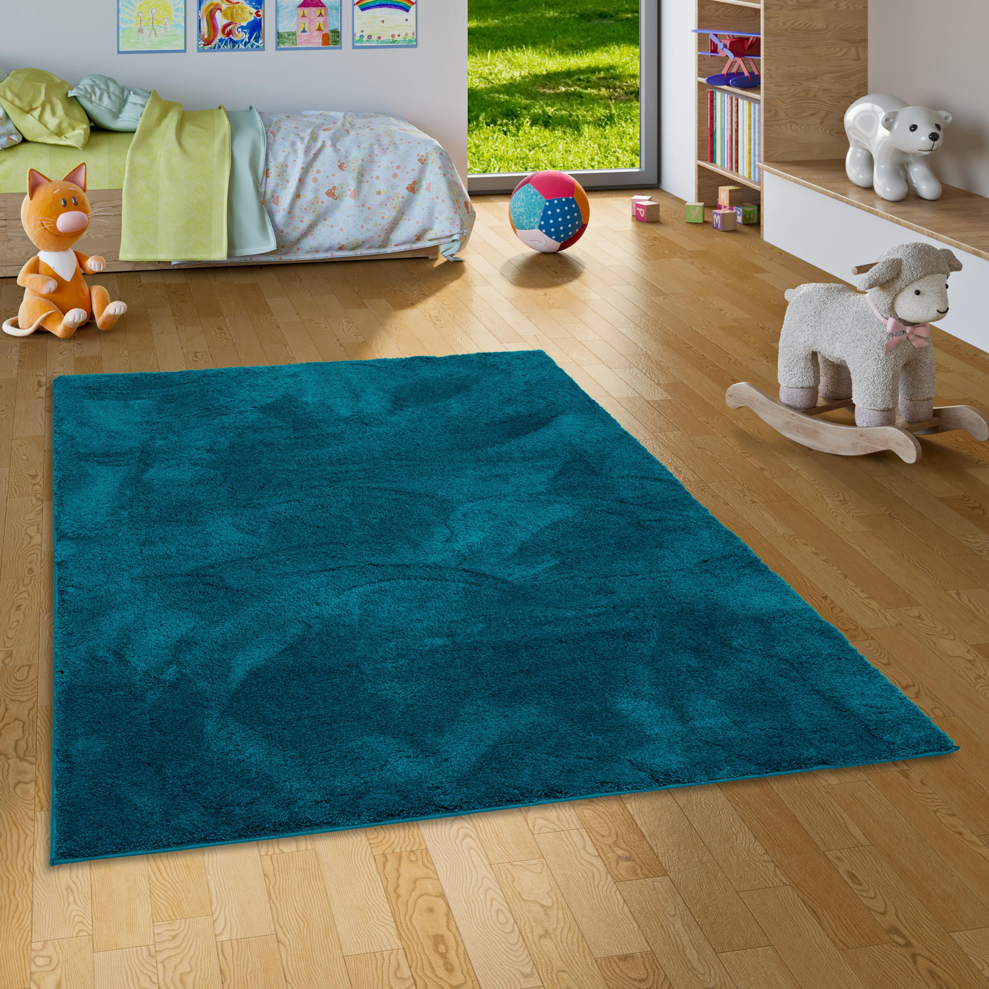 KINDERTEPPICH SUPER SOFT HOCHFLOR SILKY KIDS - Petrol, Textil (80/150cm) - Pergamon