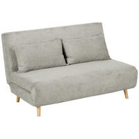 SCHLAFSOFA, Klappbett mit Bettfunktion, Rückenkissen, Polstersofa mit Samtoptik - Buchefarben/Grau, Buchenholz/Textil (90/81/141cm) - HOMCOM