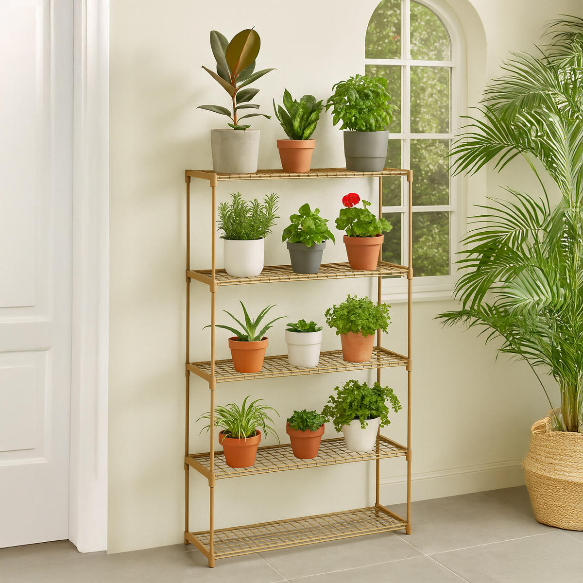 BLUMENREGAL - Braun, Kunststoff/Metall (91/140/28cm) - Relaxdays