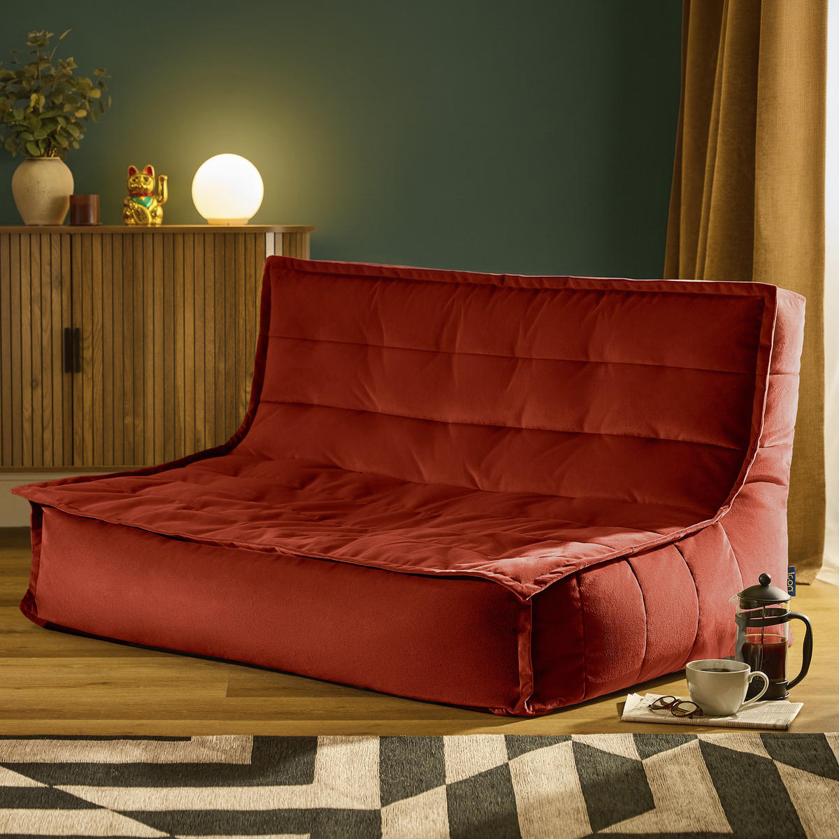 SITZSACK Sofa Kota aus Samt - Terracotta, Textil (140/72/100cm) - icon