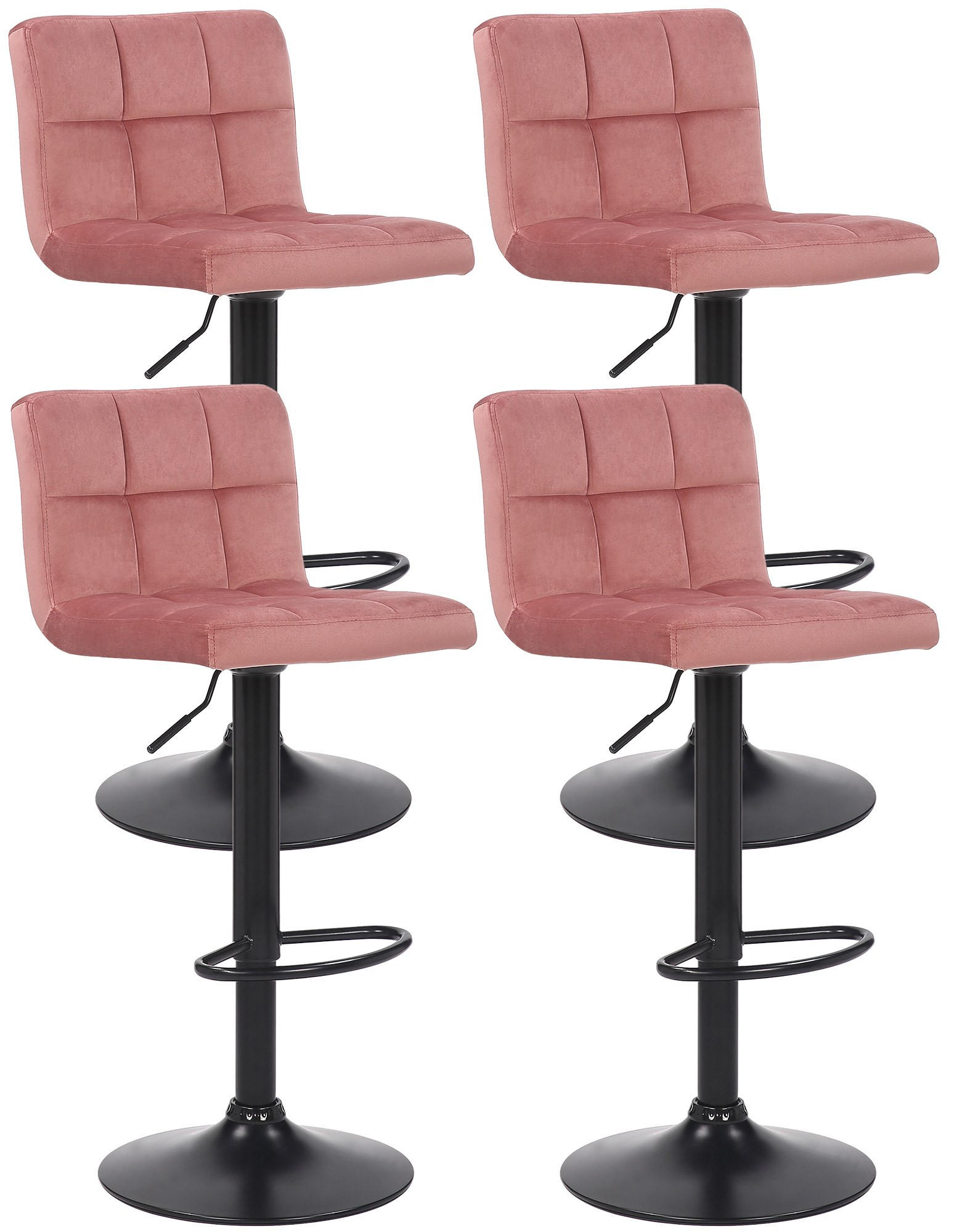 BARHOCKER 4er Set Samt Pink - Pink/Schwarz, Textil/Metall (40/85/40cm) - CLP