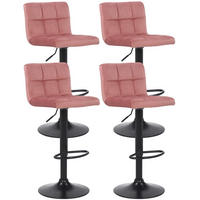 BARHOCKER 4er Set Samt Pink - Pink/Schwarz, Textil/Metall (40/85/40cm) - CLP