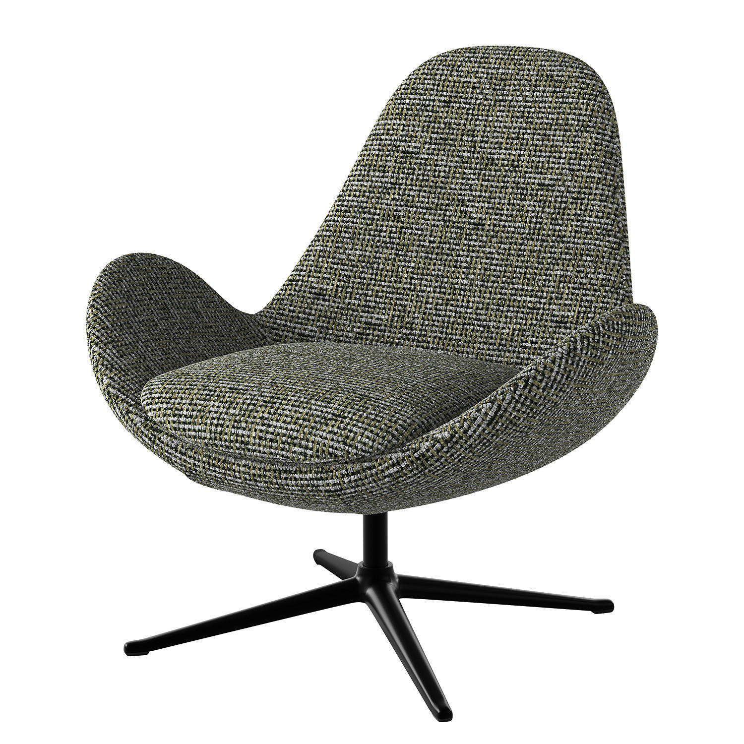 SESSEL - Schwarz/Grün, Textil/Metall (87/90/82cm) - home24