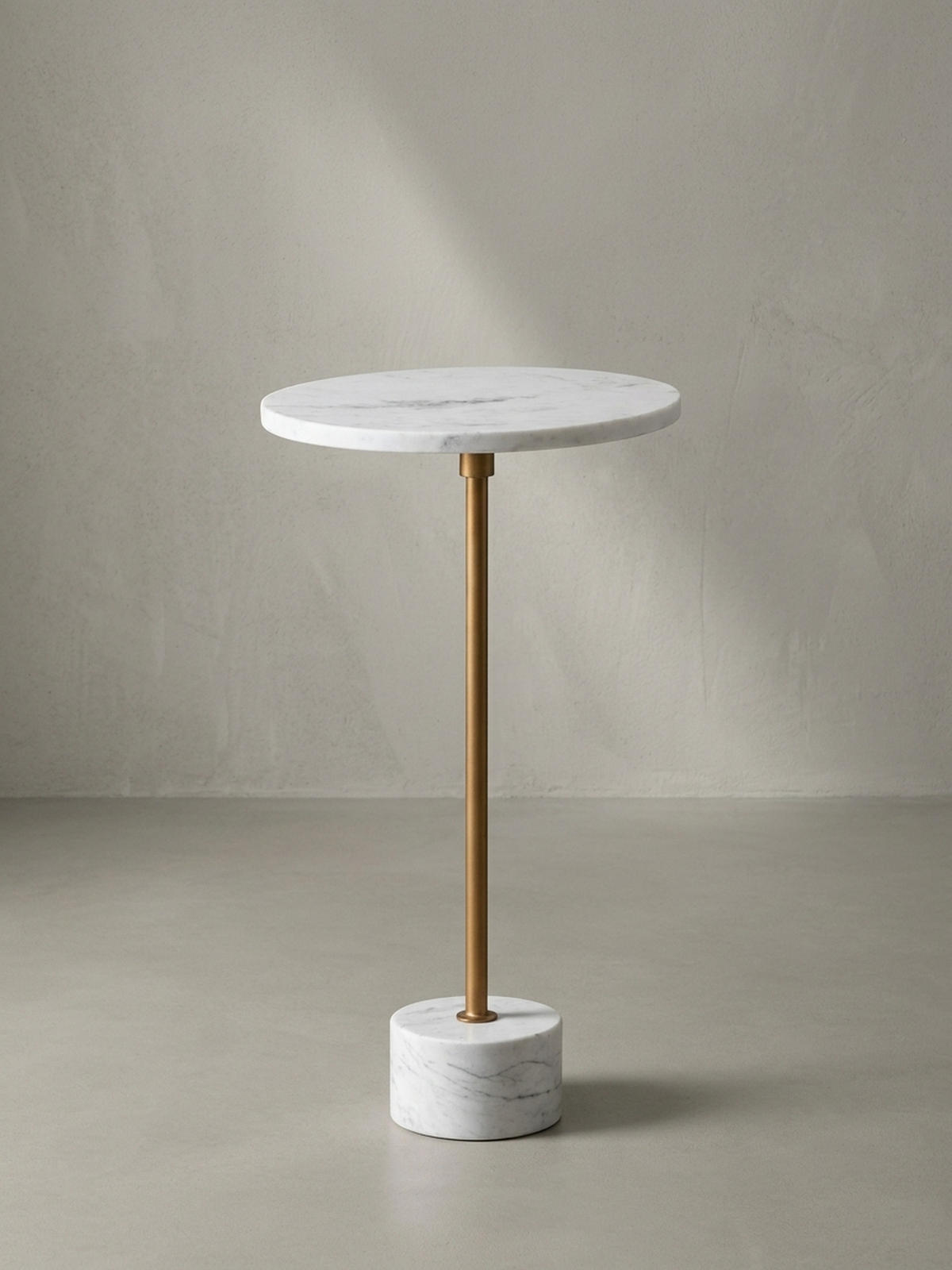 BEISTELLTISCH – Rund Echter Marmor Weiß Gold 30x30x55,5 cm - Weiß, Metall (30/30/56cm) - KADIMA DESIGN
