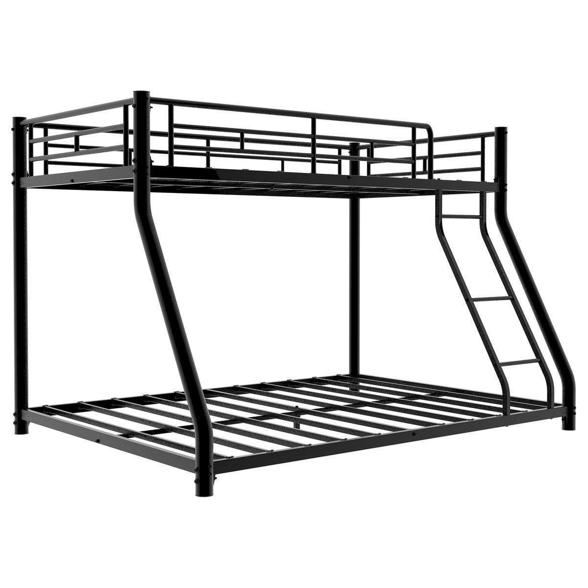 ETAGENBETT 90/190 cm & 140/190 cm in Schwarz mit Leiter und Geländer - Schwarz, Metall (140/190cm) - WISHDOR