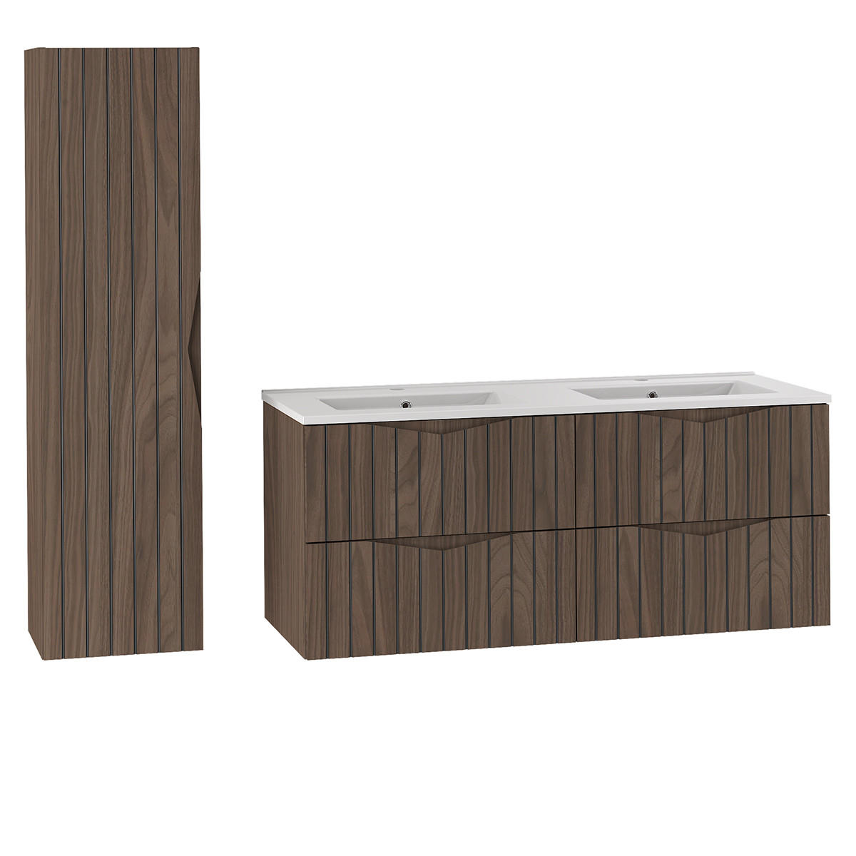 BADMÖBEL 120cm Siena 2er-Set Holz und Schwarz - Schwarz, Holzwerkstoff (120/50/45.8cm) - Petits-meubles