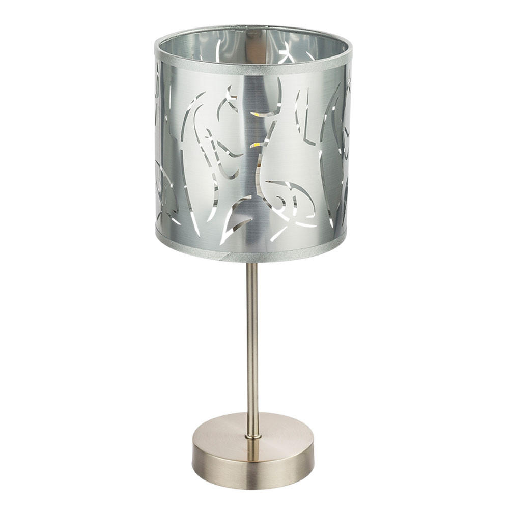 LED TISCHLEUCHTE Silber matt mit Dekorstanzungen - Silberfarben, Metall (15/15/35cm)