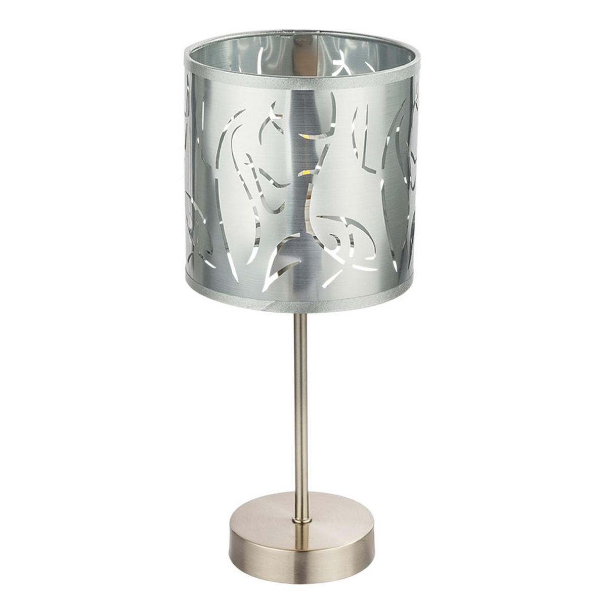 LED TISCHLEUCHTE Silber matt mit Dekorstanzungen - Silberfarben, Metall (15/15/35cm)