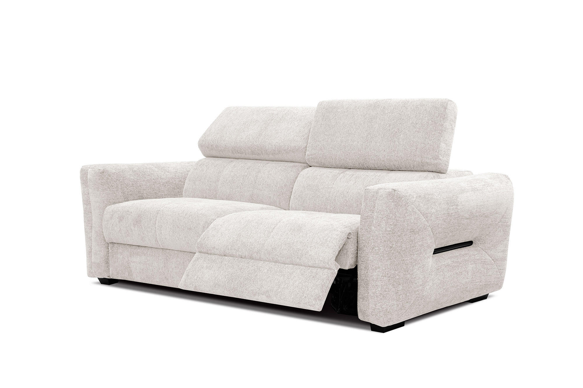 SOFA CALVERA 3-Sitzer mit 1 Relaxfunktion, weiß - Weiß, Holzwerkstoff/Textil (204/79/106cm) - Courtois Laville