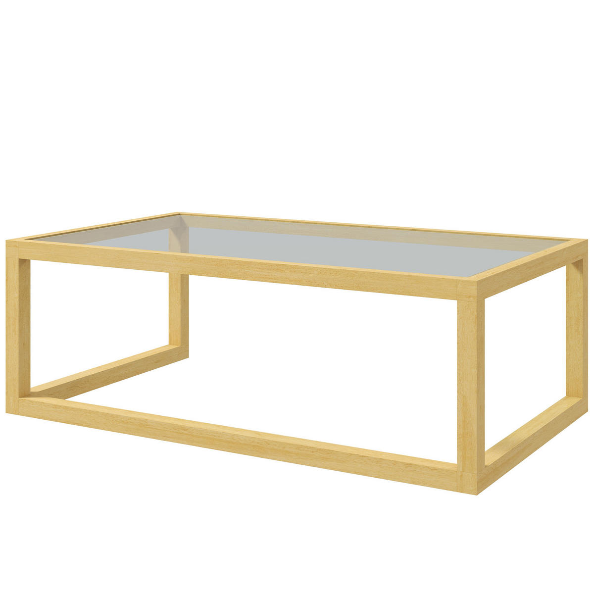 COUCHTISCH DE-15831 mit Glasplatte Hellholz - Naturfarben, Holzwerkstoff (100/60/35cm) - ComfortXL