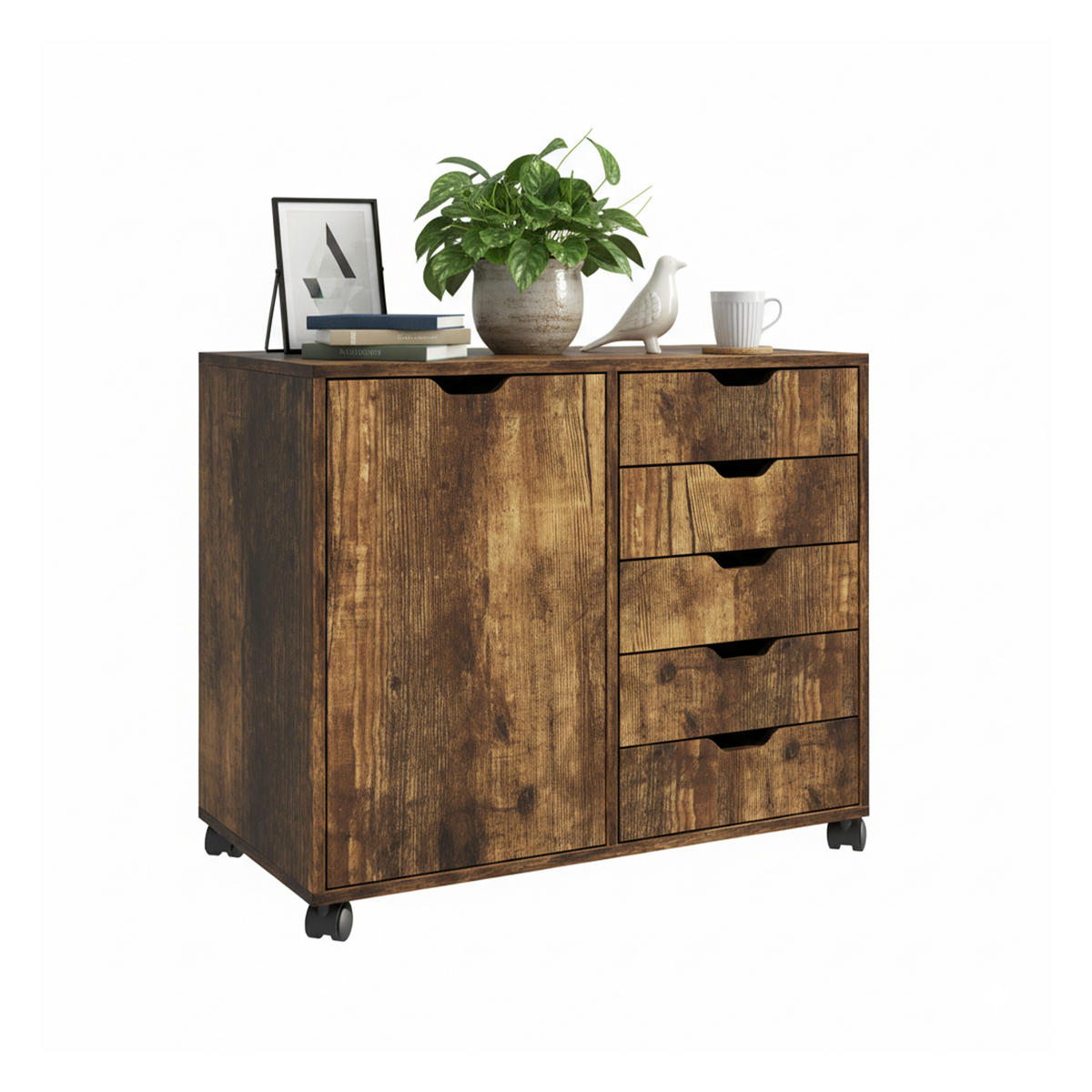 ROLLCONTAINER - Braun, Holzwerkstoff/Kunststoff (78/65/40cm) - Relaxdays
