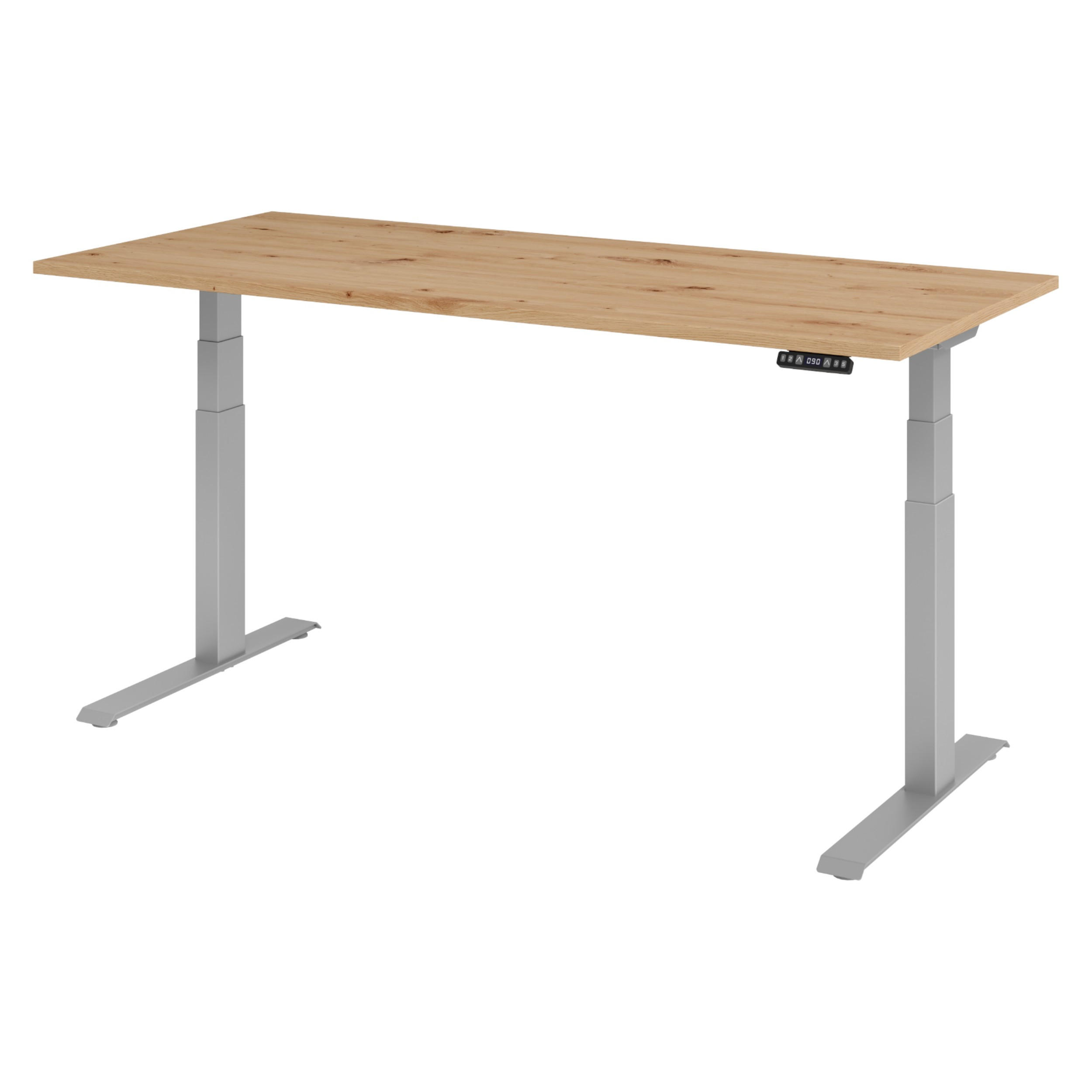 SCHREIBTISCH elektrisch XDKB 80/180/74 cm in Wildeiche/Silberfarben - Wildeiche/Silberfarben, Holzwerkstoff (80/180/74cm) - bümö