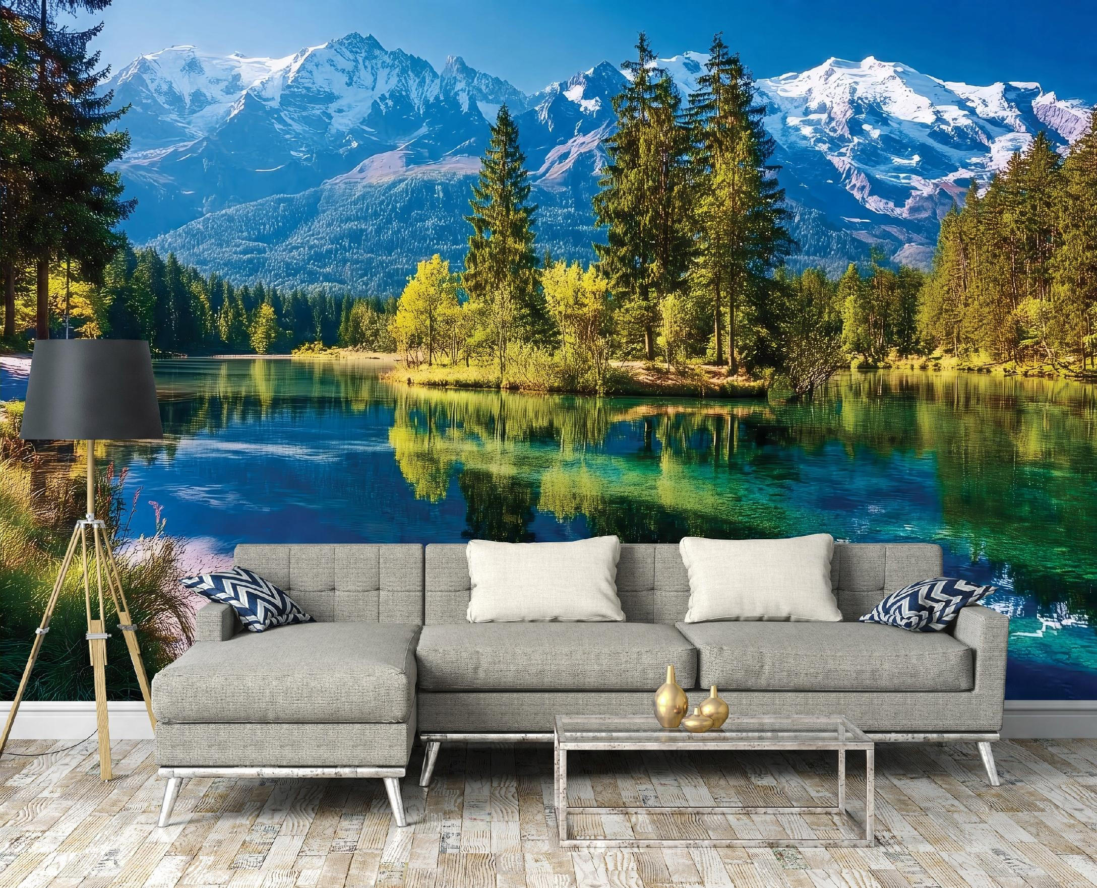 FOTOTAPETE Berge Natur Landschaft Wohnzimmer 400x280 - Multicolor, Papier (400/280cm) - Wallarena
