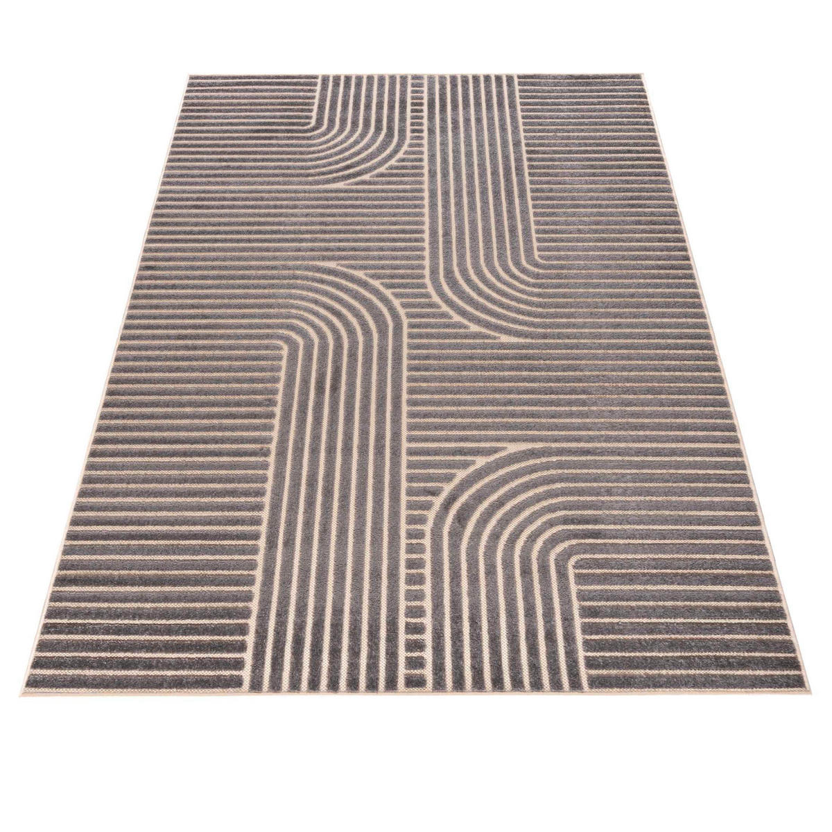 MATTA grå geometrisk - 200 x 300 cm - Cremefärgad/Grå, Textil (200/300cm) - Mazovia