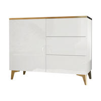 KOMBIKOMMODE Alrik 1D3S - Goldfarben/Weiß, Holzwerkstoff/Kunststoff (100/85/40cm) - MIRJAN24