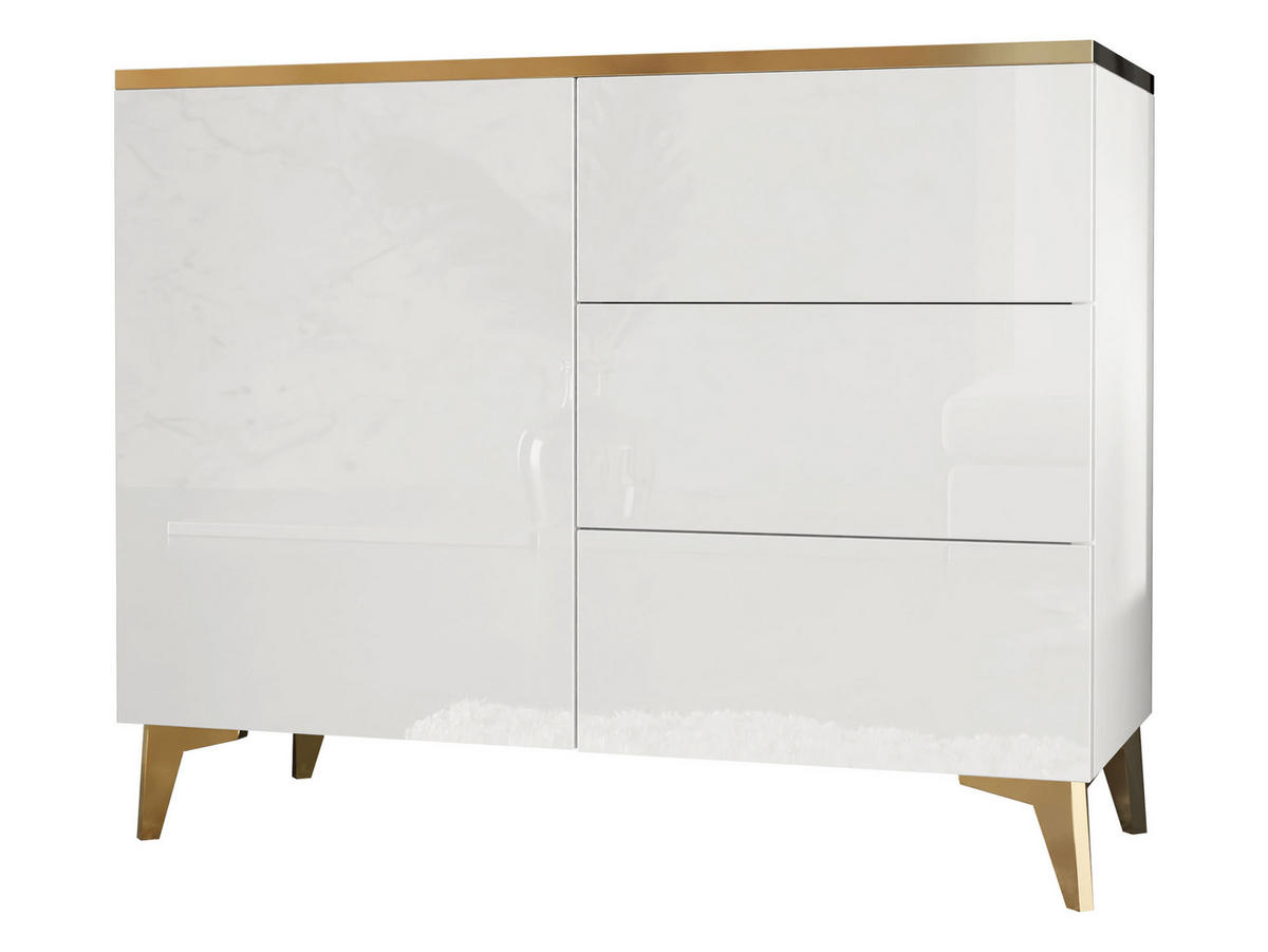 KOMBIKOMMODE Alrik 1D3S - Goldfarben/Weiß, Holzwerkstoff/Kunststoff (100/85/40cm) - MIRJAN24
