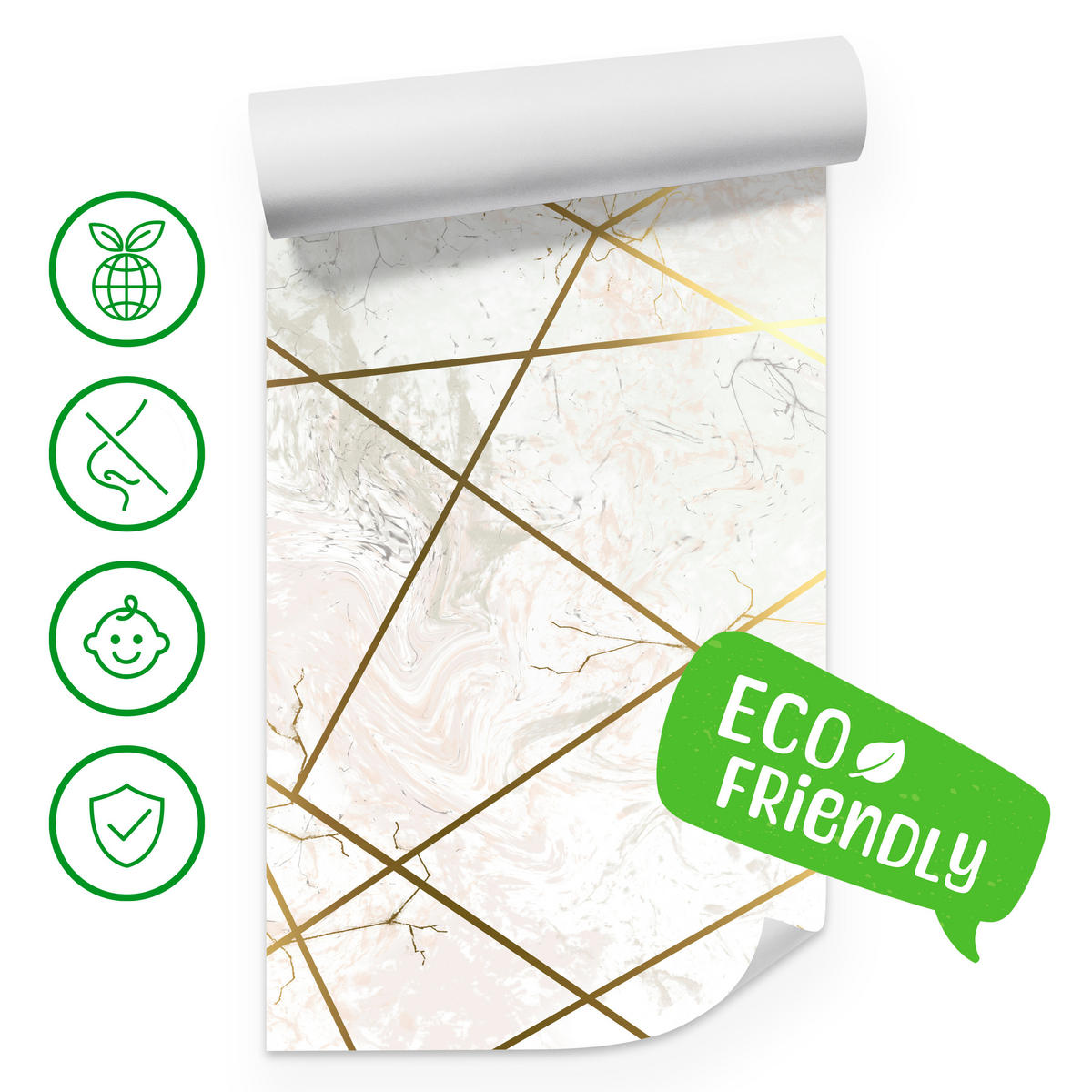 FOTOTAPETE Marmor Linien Abstraktion 350x256 - Gelb/Beige, Papier (350/256cm) - Muralo