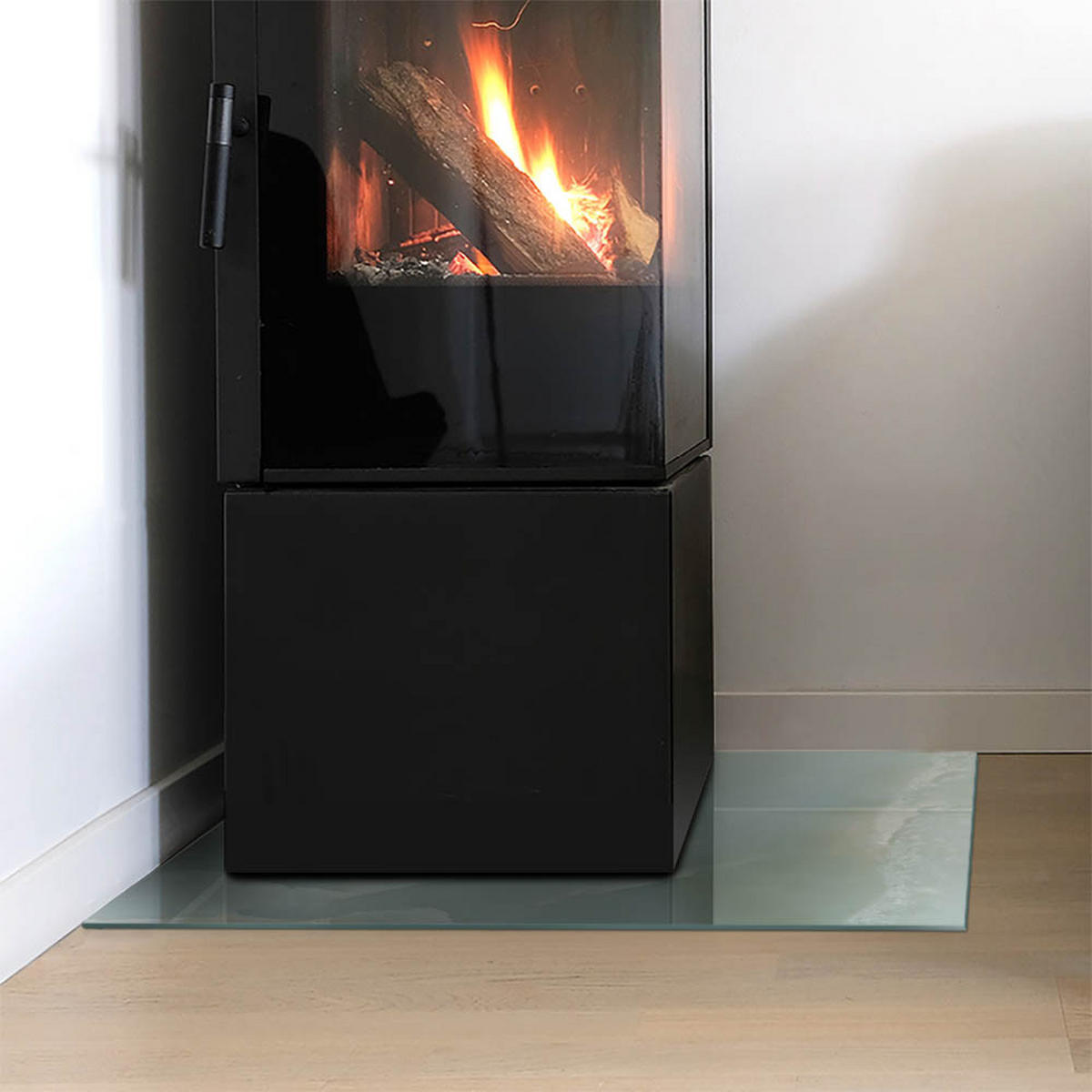 GLASPLATTE für Kamin 60x40 cm - Türkis, Glas (60/40/0.4cm) - TULUP