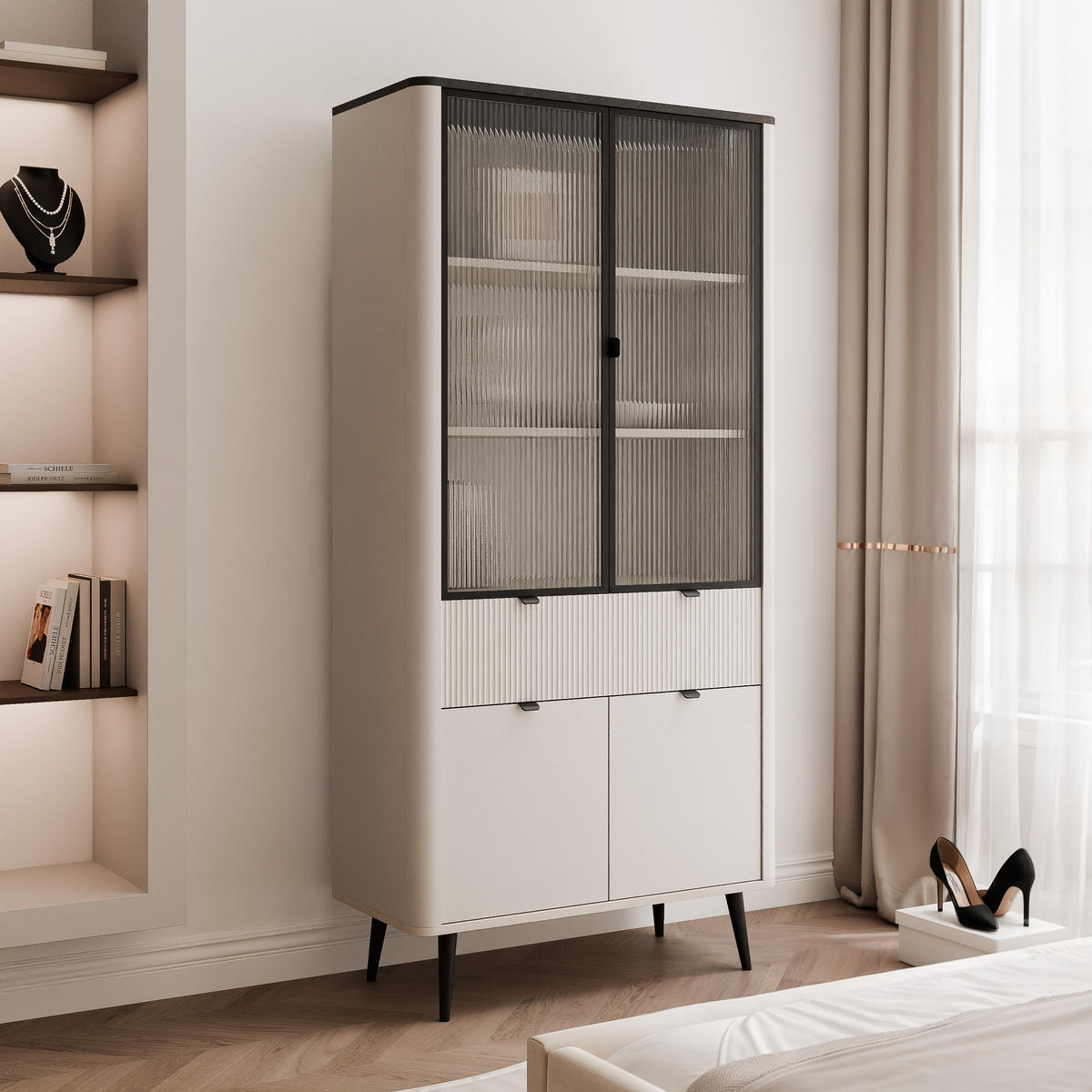 VITRINE NAVANI 90 cm Kaschmir Holz - Kaschmir, Holzwerkstoff (90/191/40cm) - Idohome