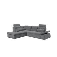 ECKSOFA mit Schlaffunktion, verstellbare Armlehne und Kopfstützen - Chromfarben/Anthrazit, Textil (260/219cm) - ed exciting design