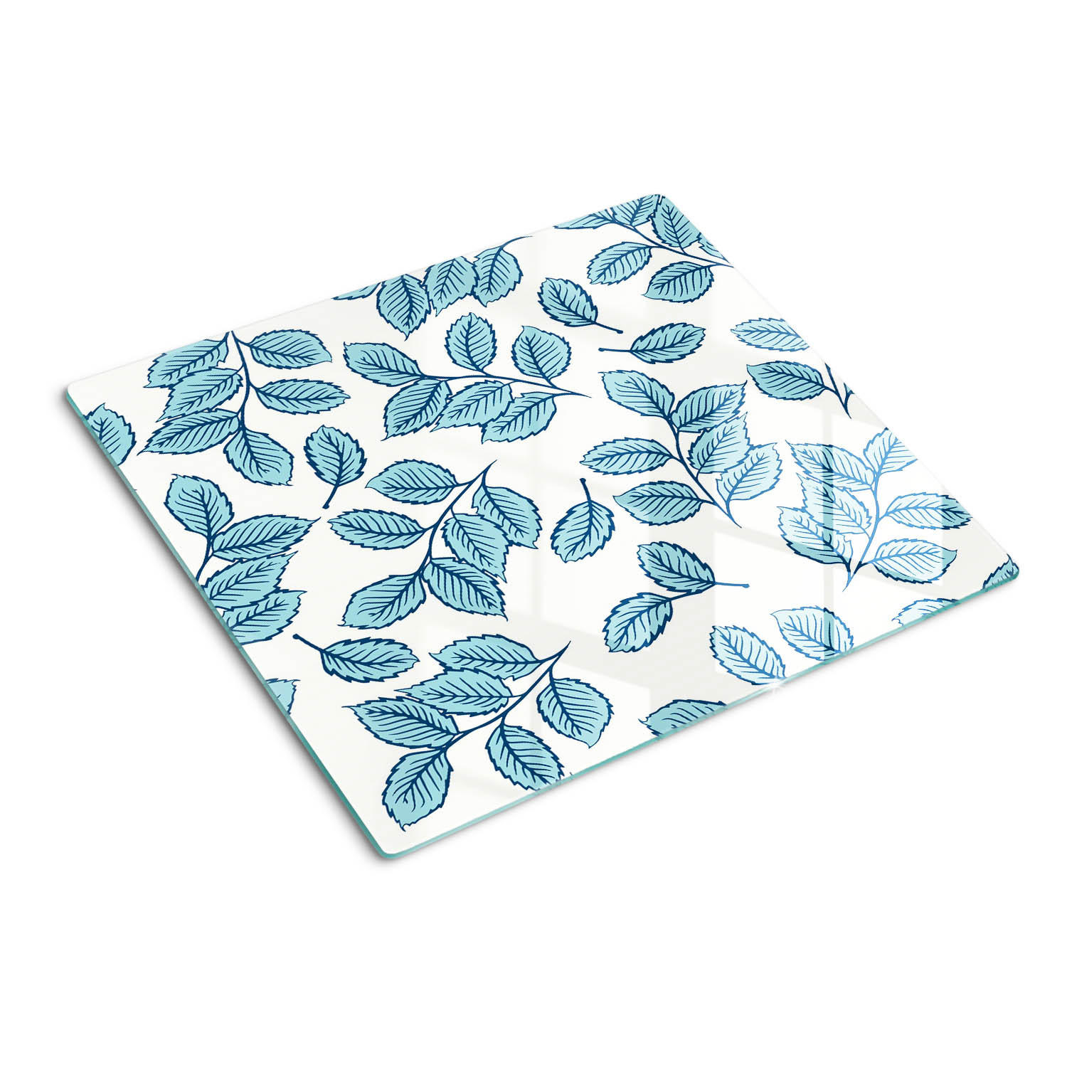 GLASPLATTE 60x52 cm Blätter - Blau, Glas (60/0.4/52cm) - TULUP