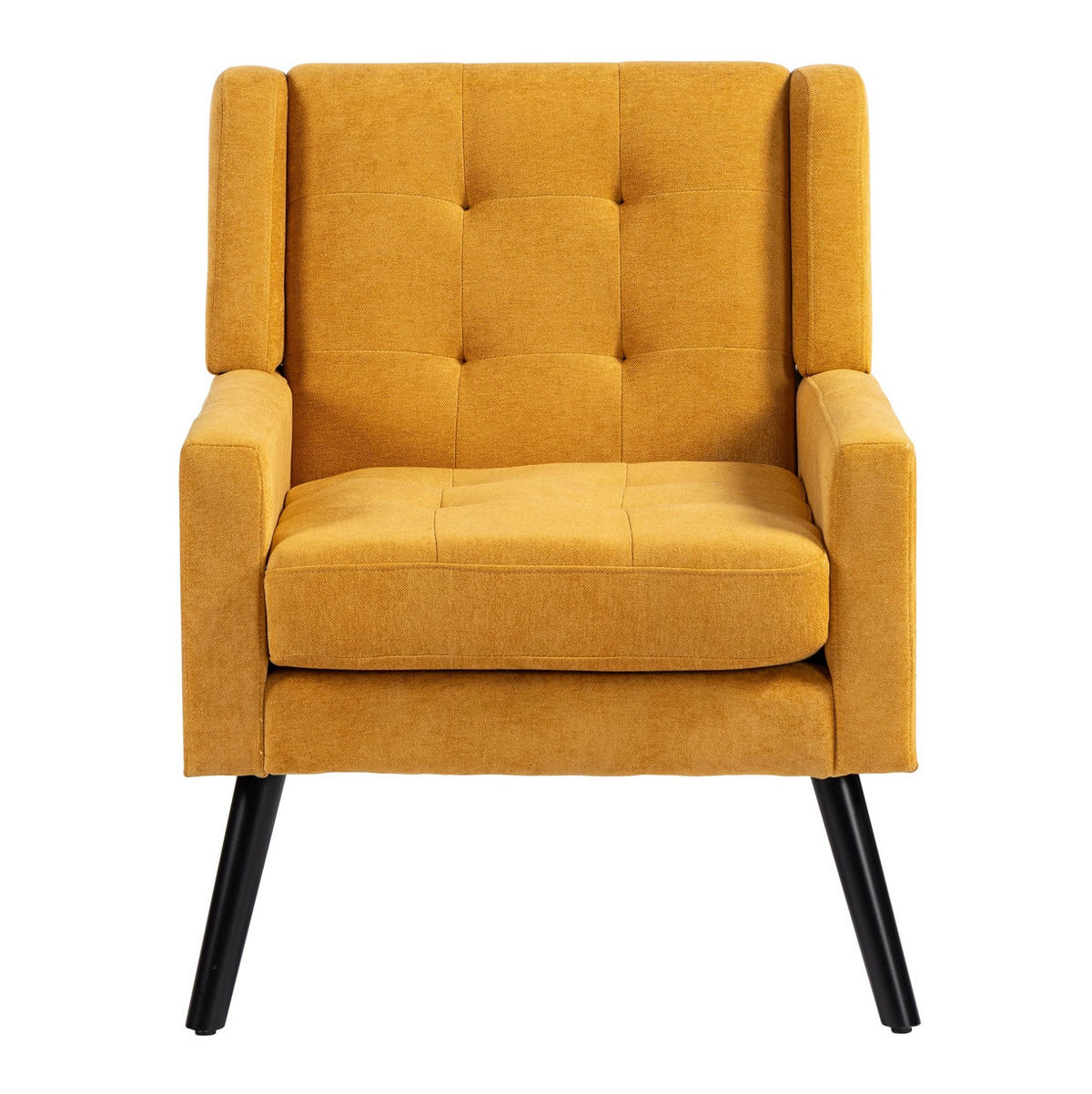 POLSTERSTUHL Leinenbezug mit Tufting, Massivholzbeinen 68/76/88 cm Gelb 130 kg - Gelb, Textil (76/88/68cm) - Redom
