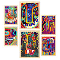 POSTER Set Mit 6 Gotischer Typ In Farbenfrohe Zusammenfassungen A3 & A4 Rahmen Aus Hellem Holz - Beige, Papier (29/3cm) - Nacnic