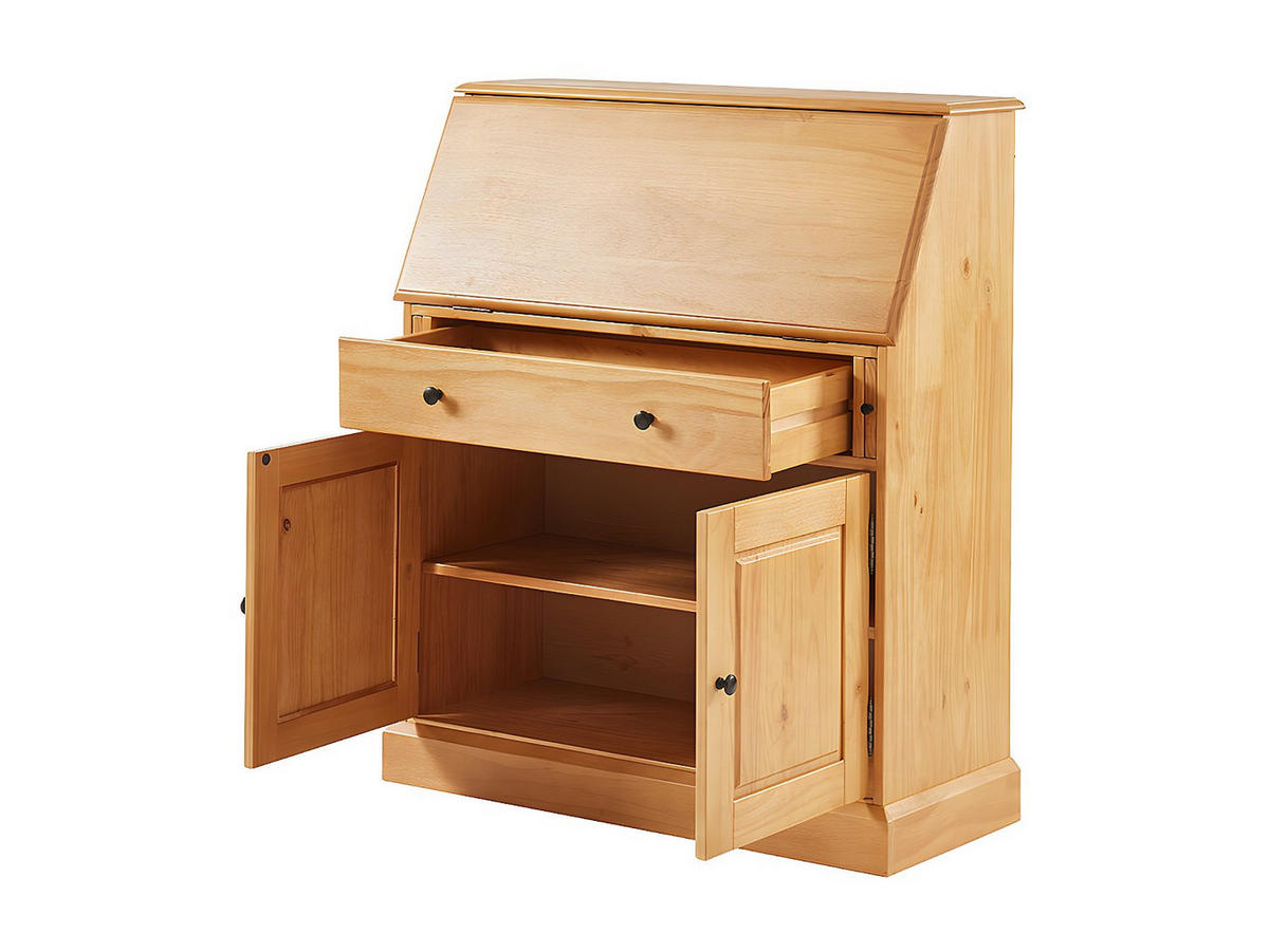 SEKRETÄR - MDF & Kiefernholz - Eichefarben - CLEORE - Naturfarben, Holz (40/93/110.8cm) - Vente-Unique