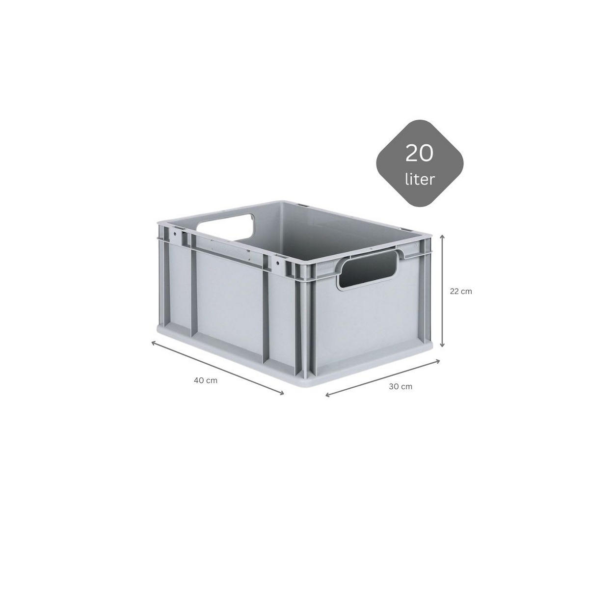 EUROBOX 8x Nextgen Economy Mit Scharnierdeckel Grau/BlauGriffe Offen 20 Liter - Blau, Kunststoff (30/22/40cm) - PROREGAL