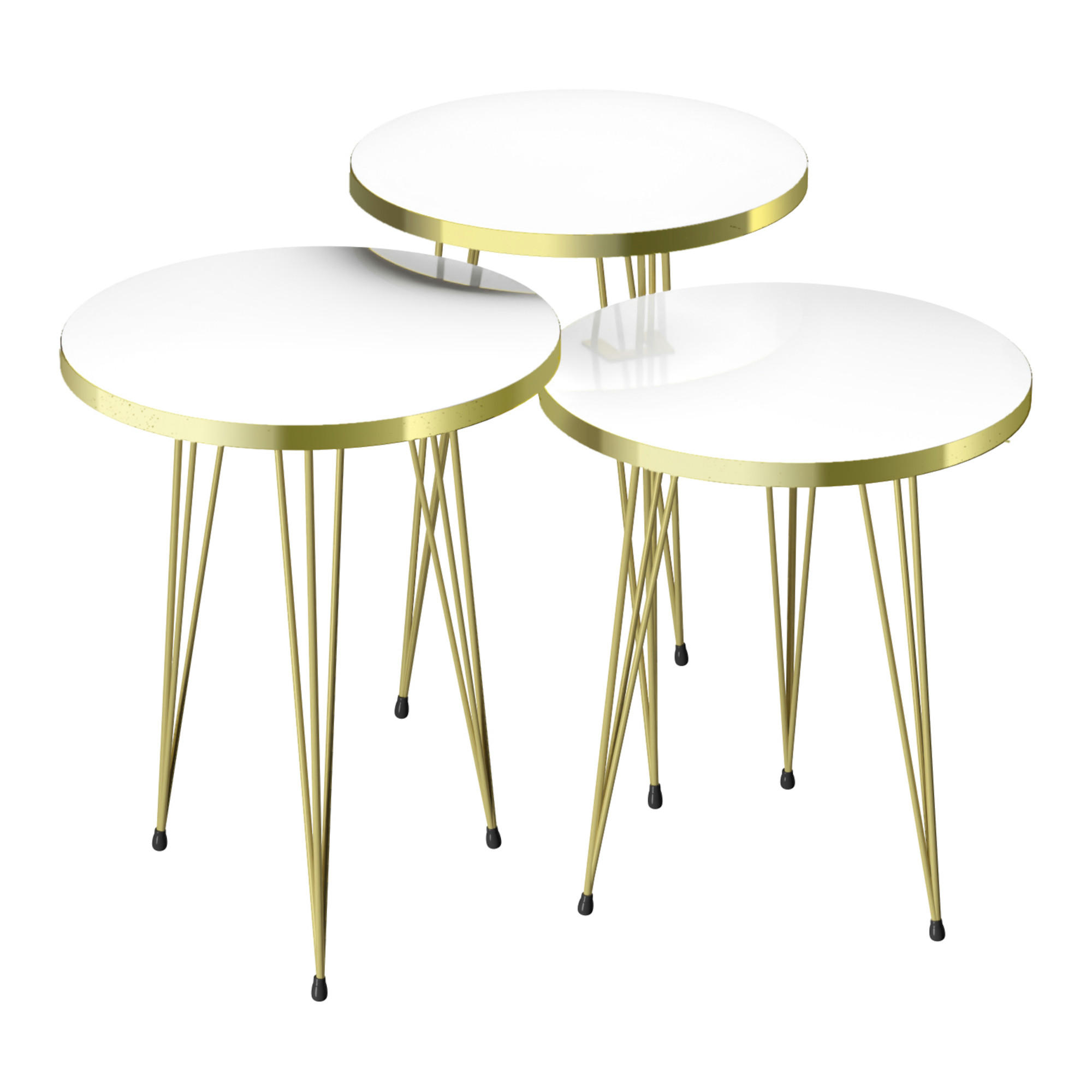 SATZTISCH Ry im 3er Set - Goldfarben, Metall (34/34/55cm) - [en.casa]