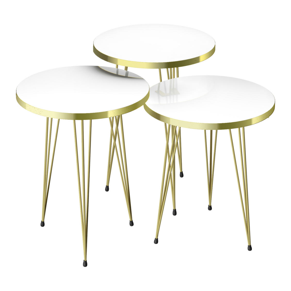 SATZTISCH Ry im 3er Set - Goldfarben, Metall (34/34/55cm) - [en.casa]